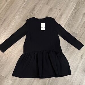 Zara Elegant Black Midi Dress